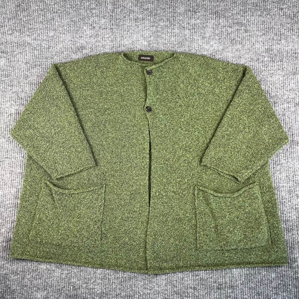 Eskandar Cardigan Womens OS Merino Wool Cashmere Hand Loomed Oversized Sweater